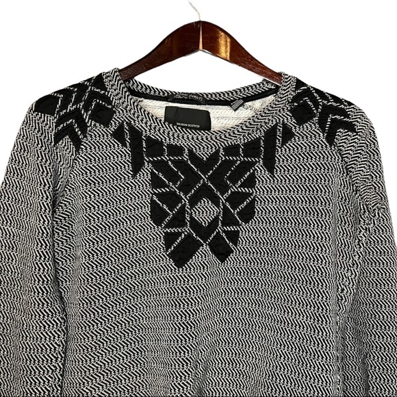 Maison Scotch Embroidered Textured Black and White Pullover Crewneck XS - Picture 3 of 12